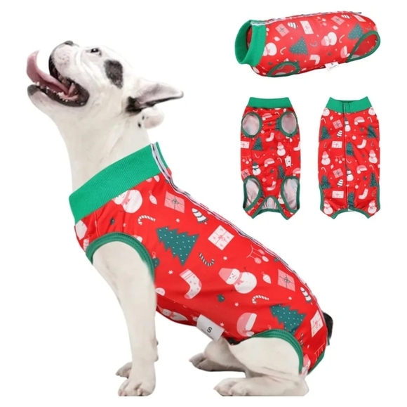 ASENKU Christmas Dog Onesie Pet Pajamas or Recovery Suit Size L - Picture 2 of 9